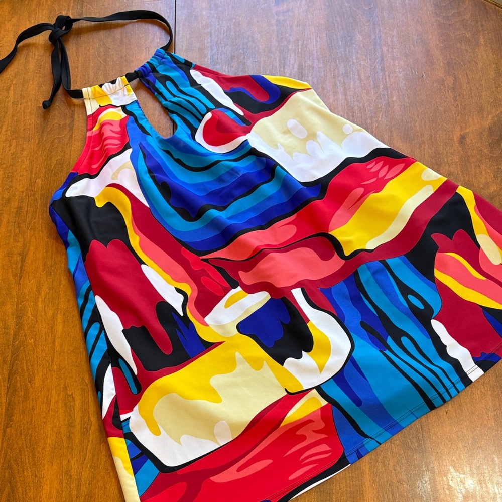 Venus Vibrant Multicolor Halter Swim Dress, 18